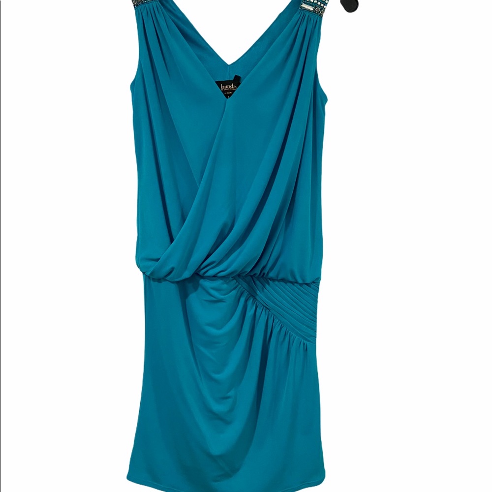 Laundry by Shelly Segal teal dress Sz 2